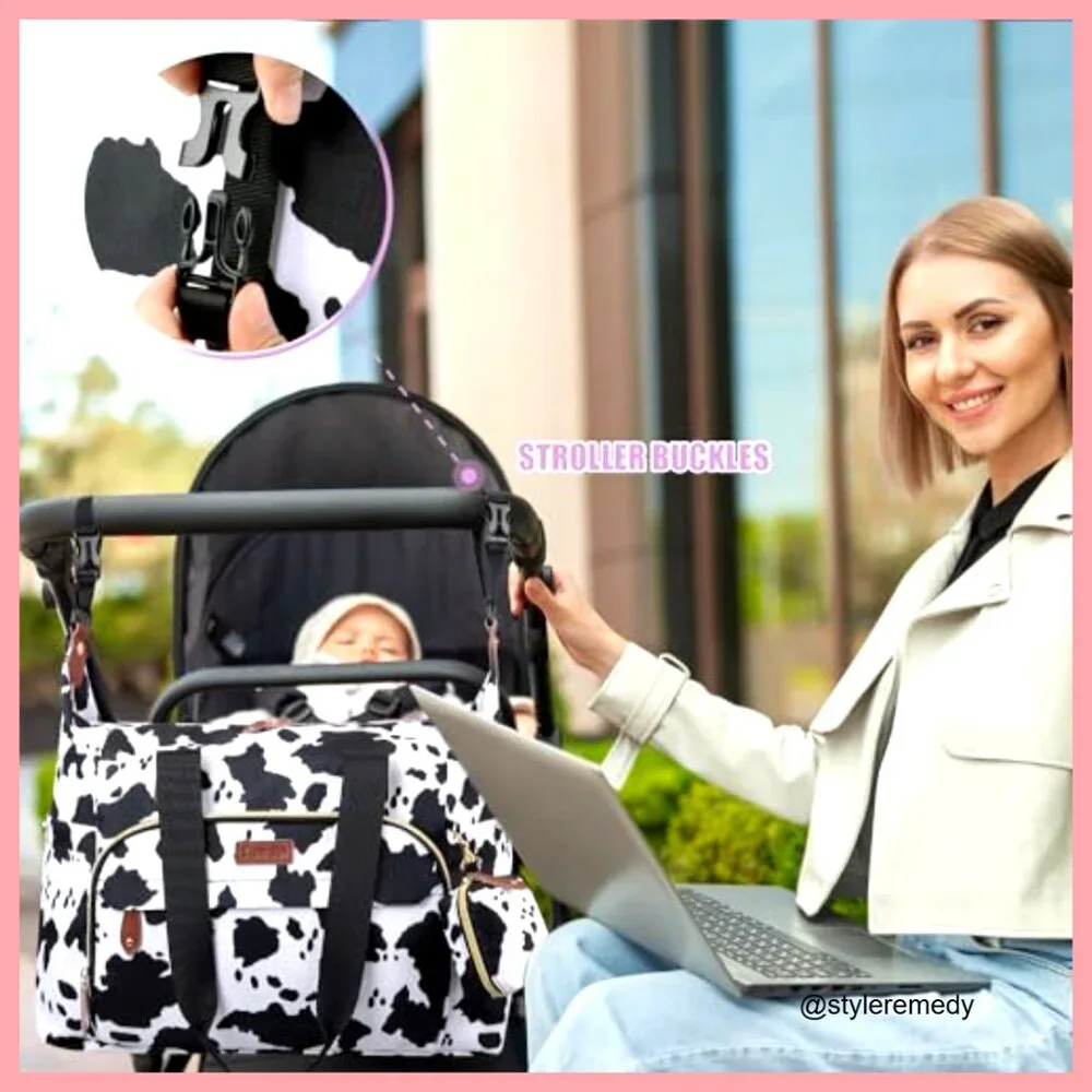 Large Polyester Diaper Tote with Pacifier Case and Insulated Bottle Pockets